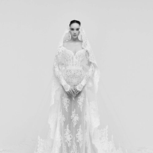 zuhair-murad-2026-yvanna-velo-pizzo-trasparenze-nastro-in-vita Abito da sposa Zuhair Murad Yvanna