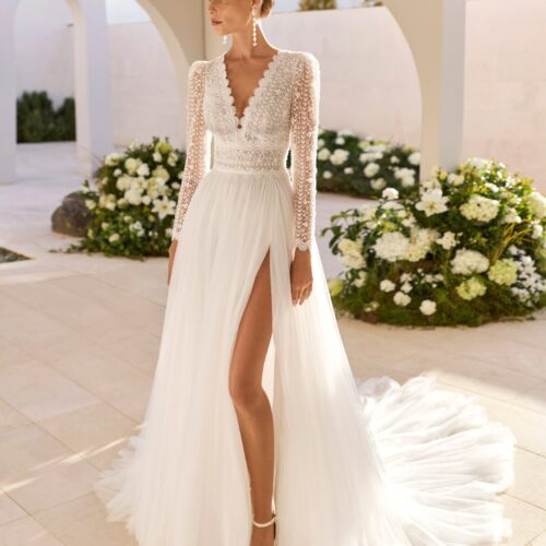 rosa-clarà-niza-2027-spacco-alto Abito da sposa Rosa Clarà Niza